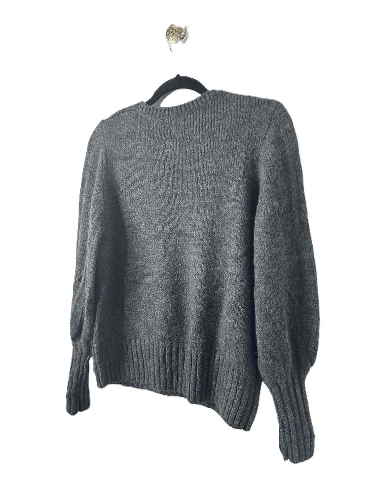 GAP Sweater Women Size Medium Charcoal Grey Pullover Funky Crew Neck Long Sleeve